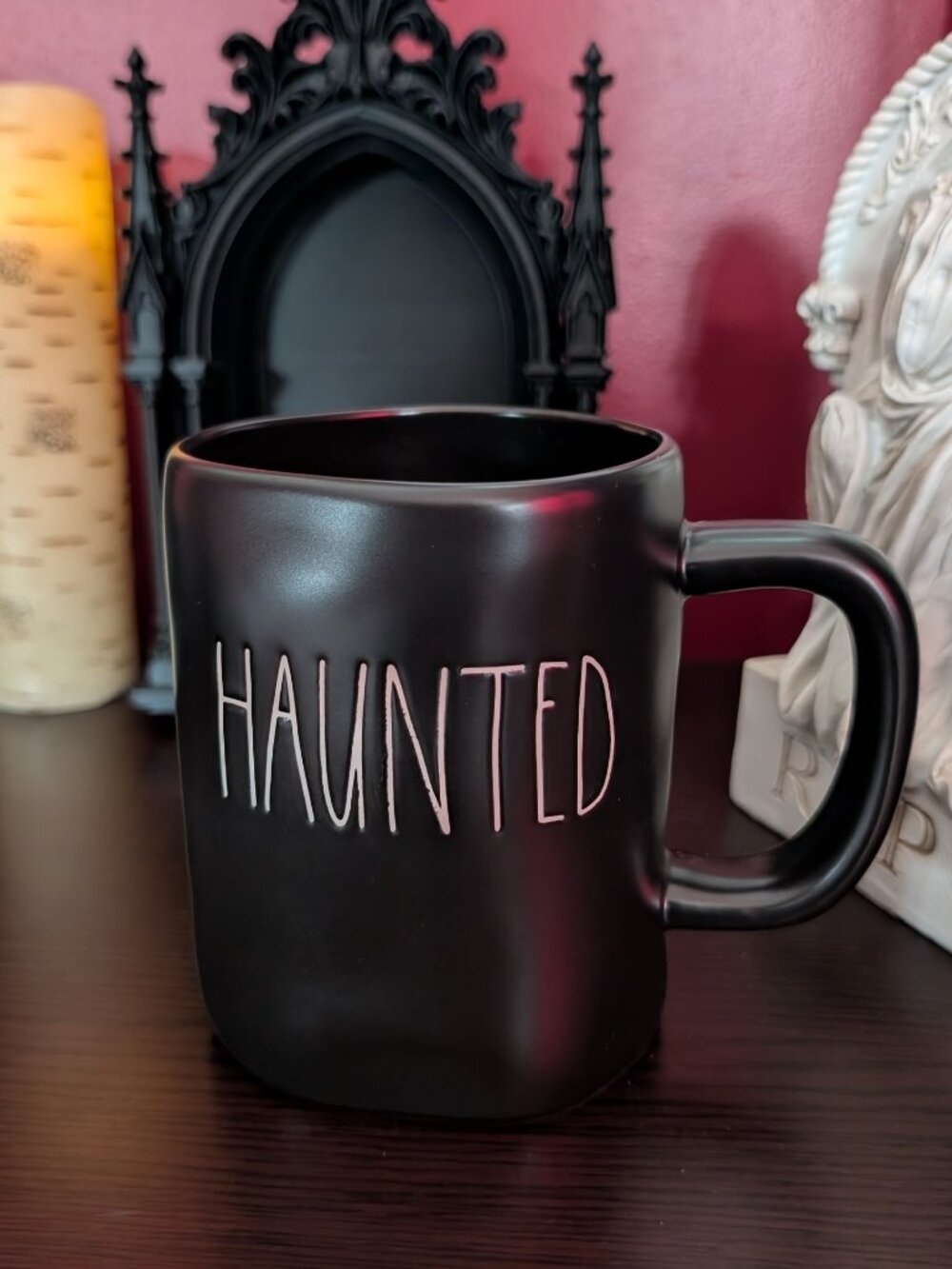 Rae Dunn Haunted Halloween Mug Matte Black New